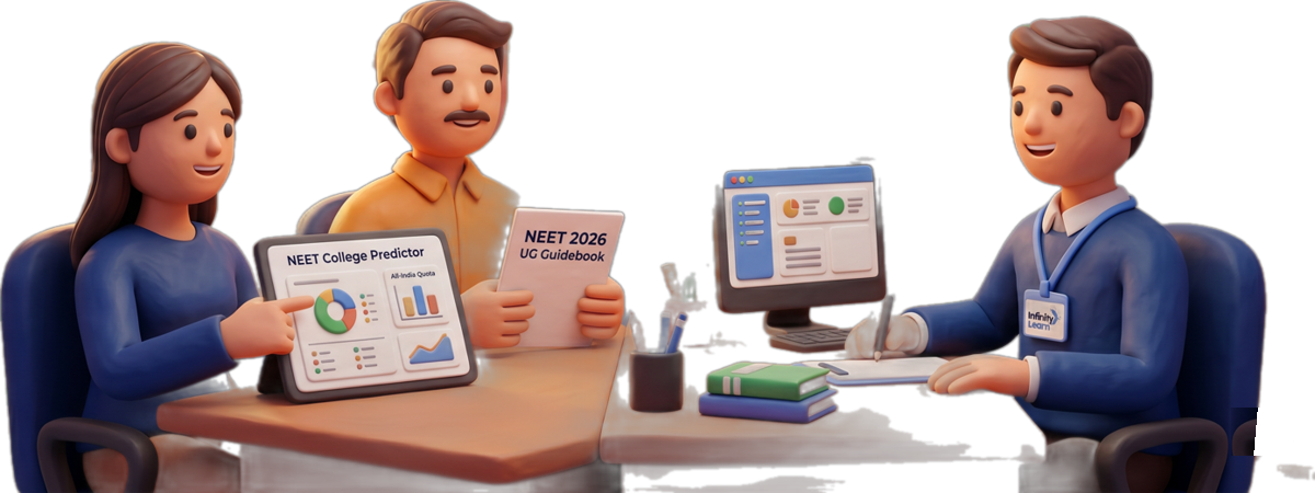 An Infinity Learn counsellor guiding NEET students through college prediction and admission